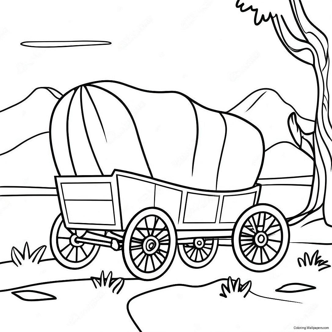 Oregon Trail Wagon Coloring Page 22462