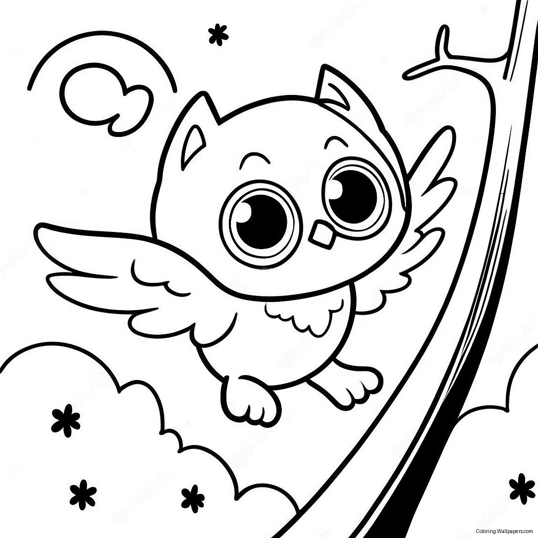 Owlette Flying In The Night Sky Coloring Page 13094