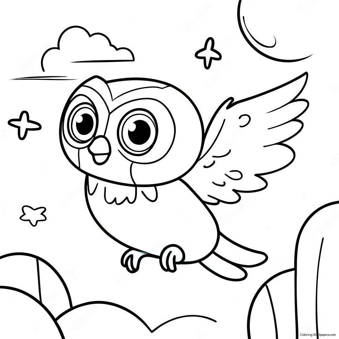 Owlette Flying In The Night Sky Coloring Page 13095