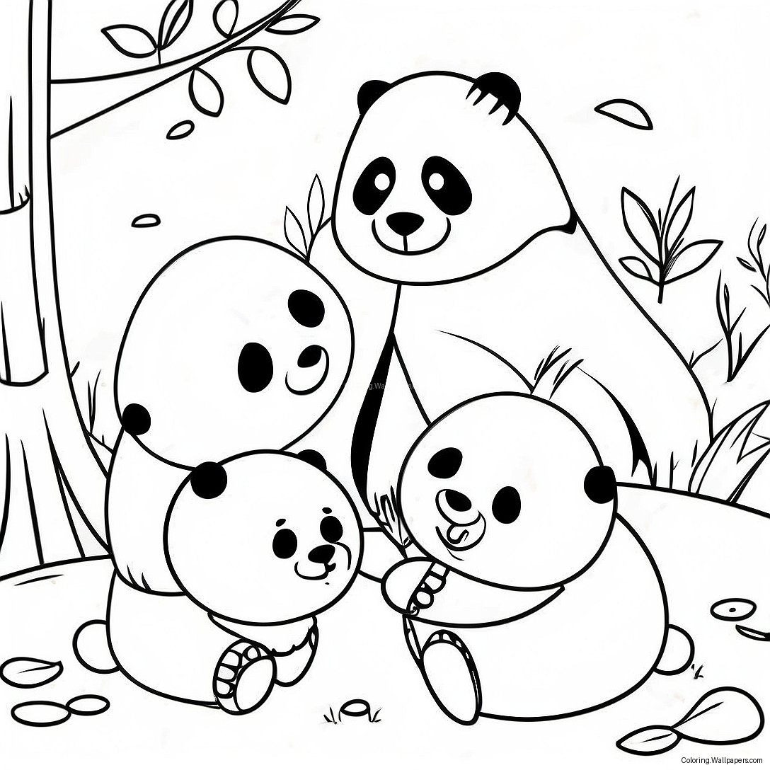 Pagina De Colorat Cu Familia Panda 38321