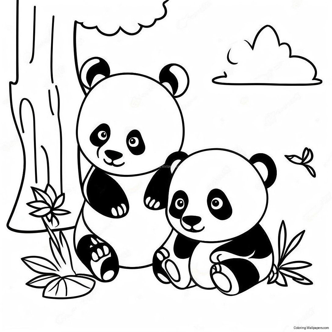 Panda Family Coloring Page 38322