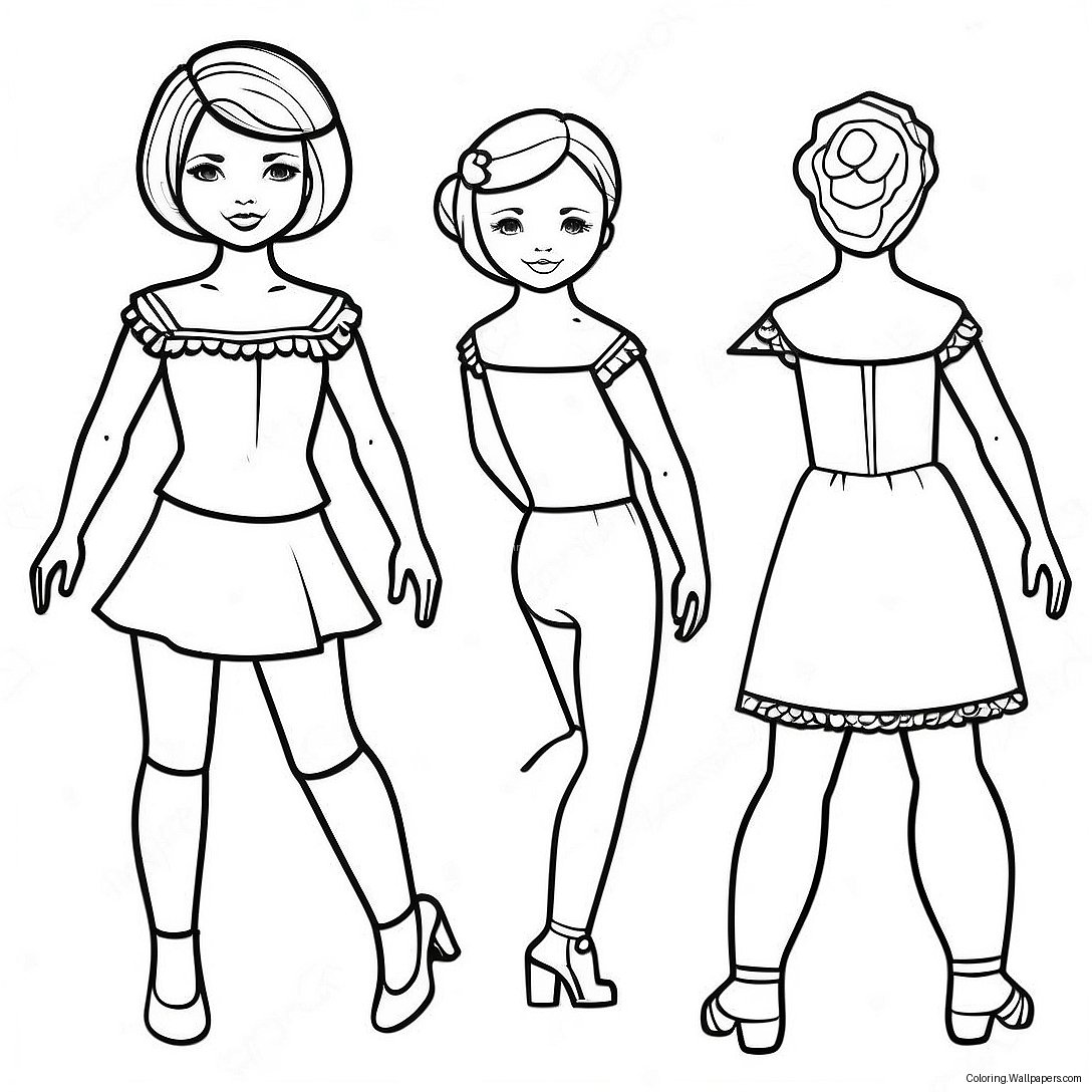 Paper Doll Template Coloring Page 55078