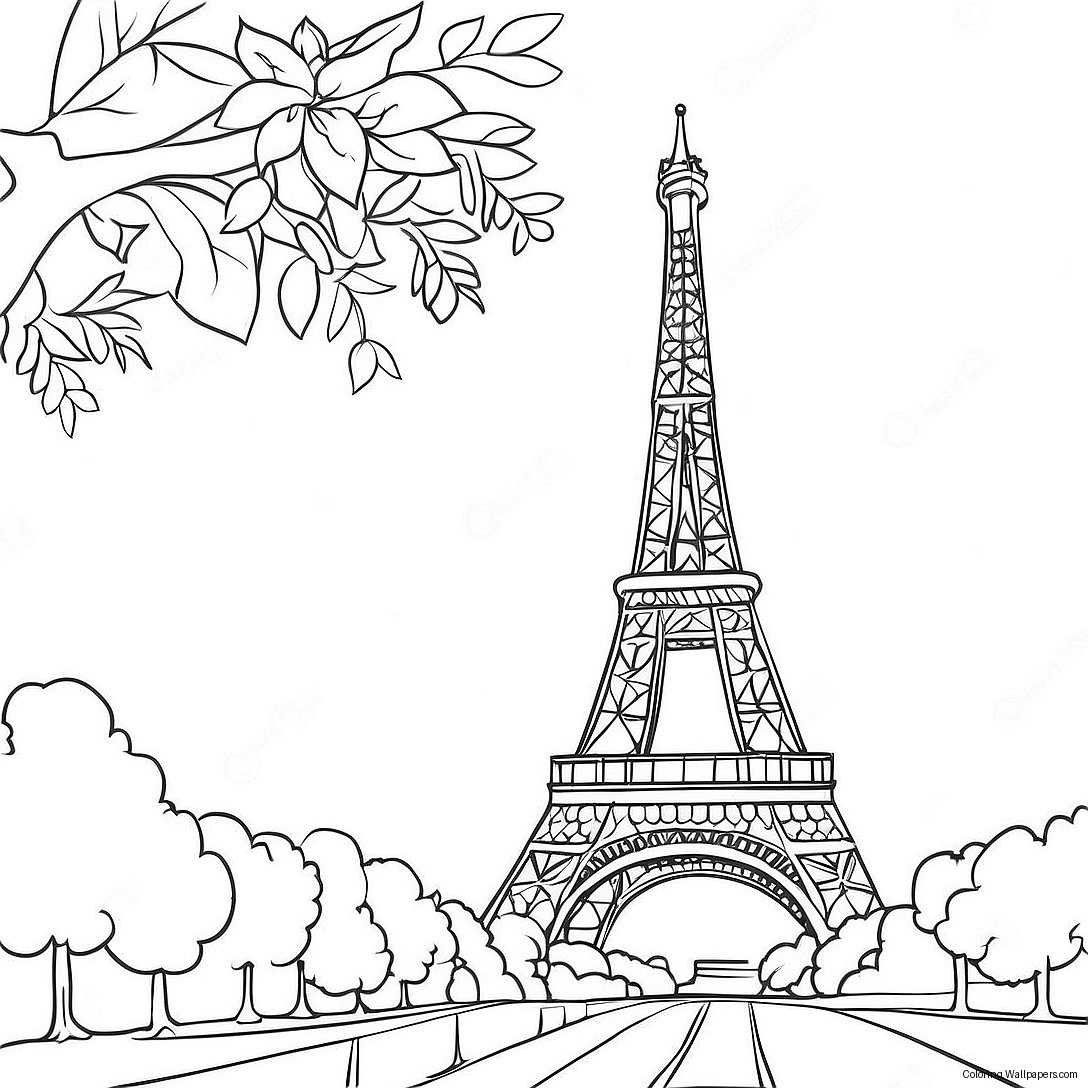 Paris Eiffel Tower Coloring Page 5694