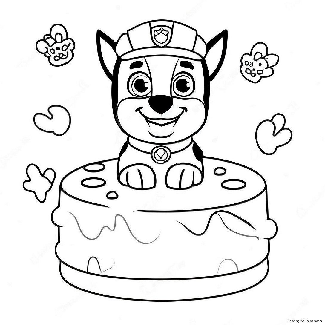 Paw Patrol Syntymäpäiväkakku Värityssivu 32547