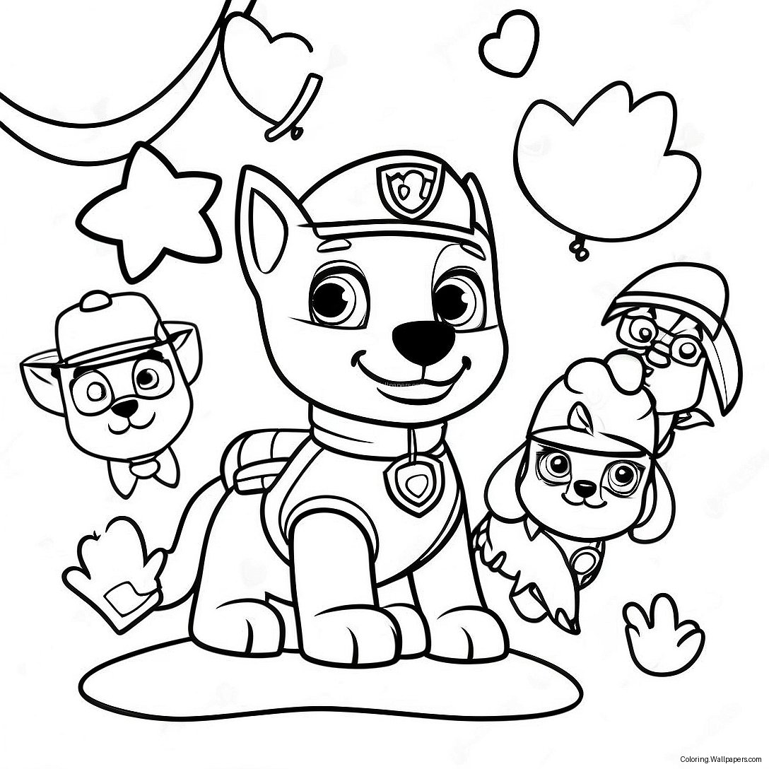 Paw Patrol Birthday Celebration Coloring Page 32529