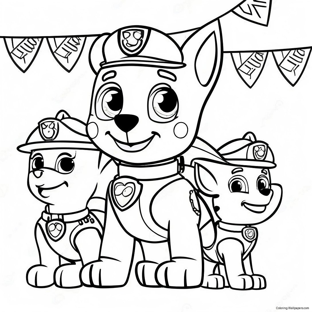 Pagini De Colorat Cu Sărbătoarea Zilei De Naștere Paw Patrol 32532