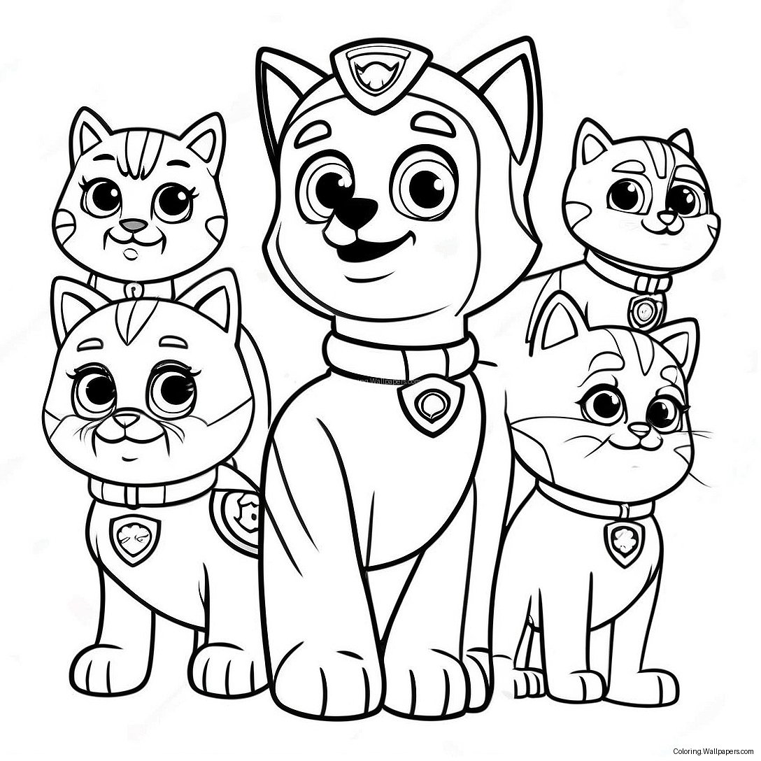 Página Para Colorear De La Patrulla Paw Patrol De Gatos 51015