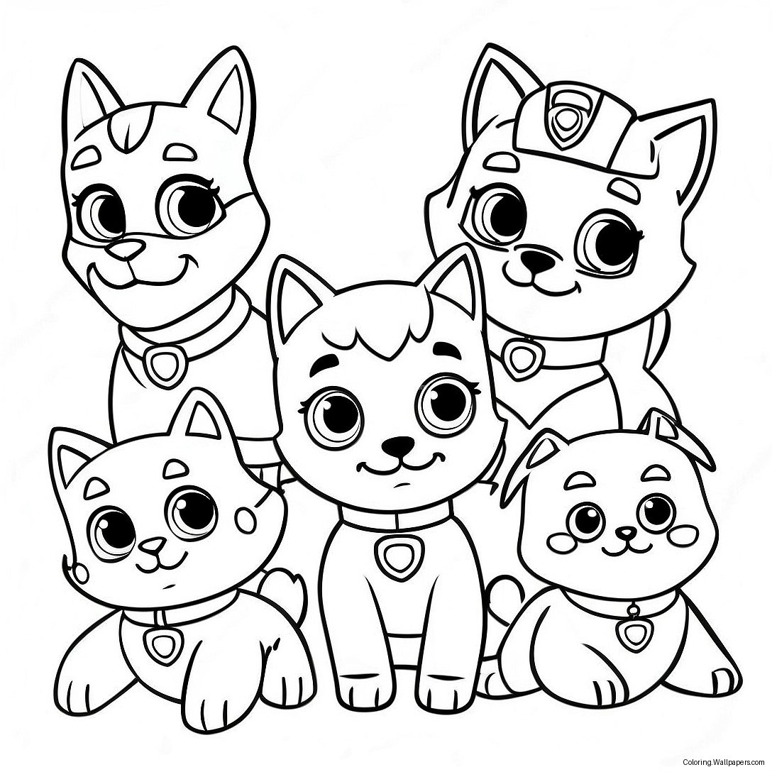 Paw Patrol Katten Team Kleurplaat 51016