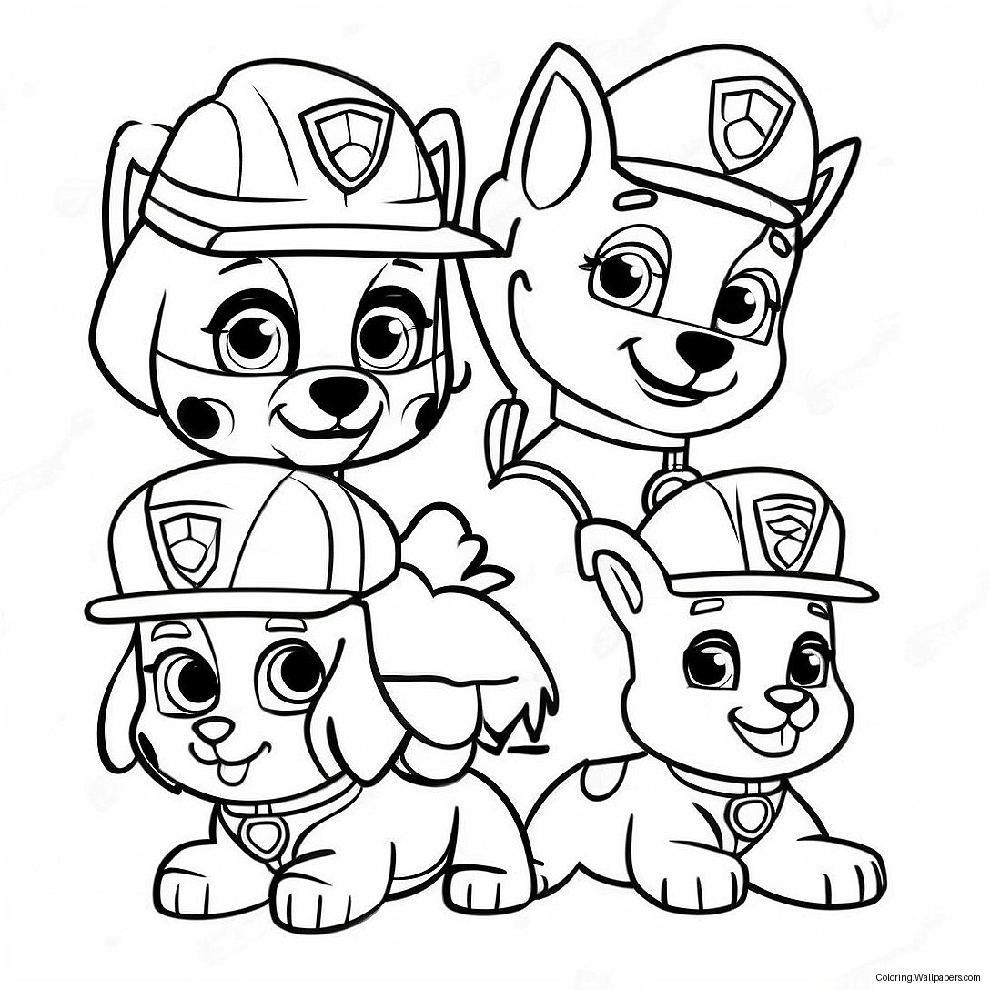 Paw Patrol Karakterer I Julehatter Fargeleggingsark 537