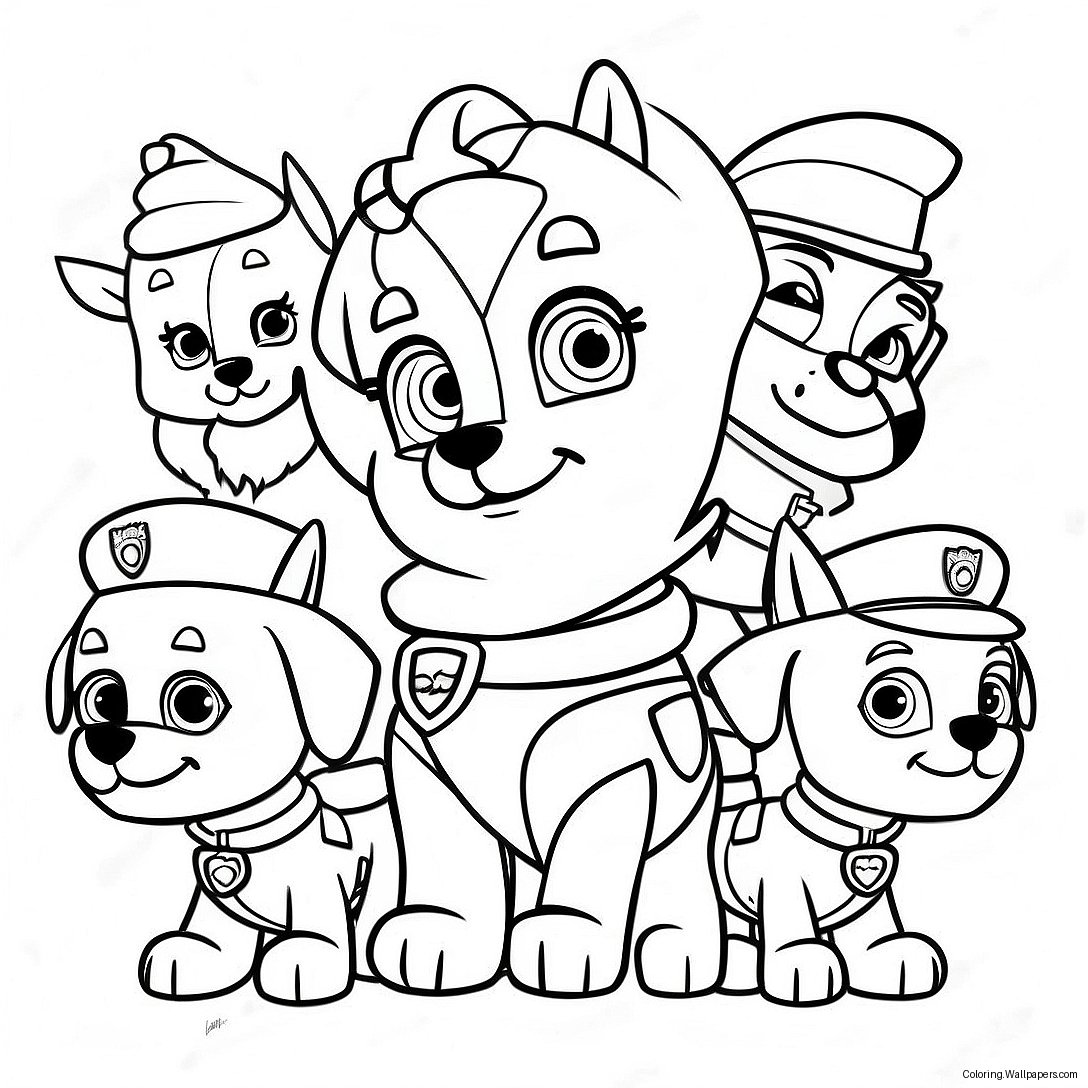 Paw Patrol Charaktere In Weihnachtsmützen Ausmalbild 540