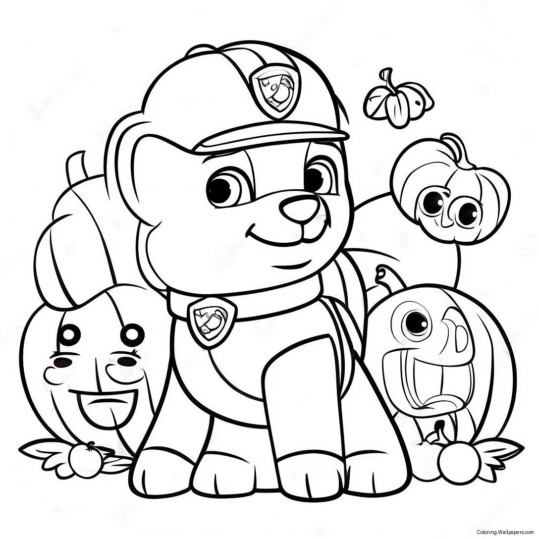 Paw Patrol Characters With Pumpkins Coloring Page 18518