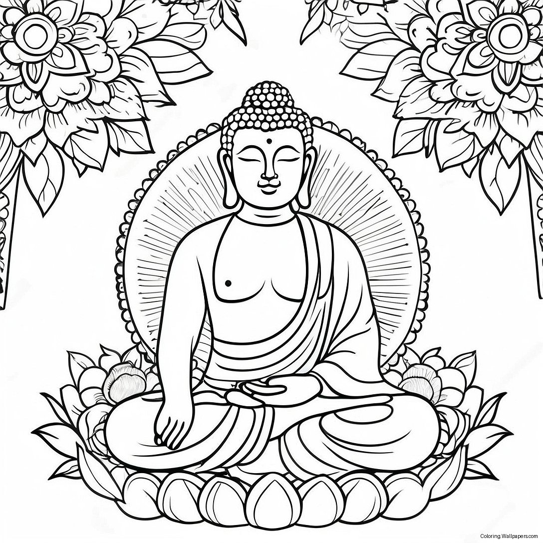 Fredfyldt Buddha Farvelægningsside 5125