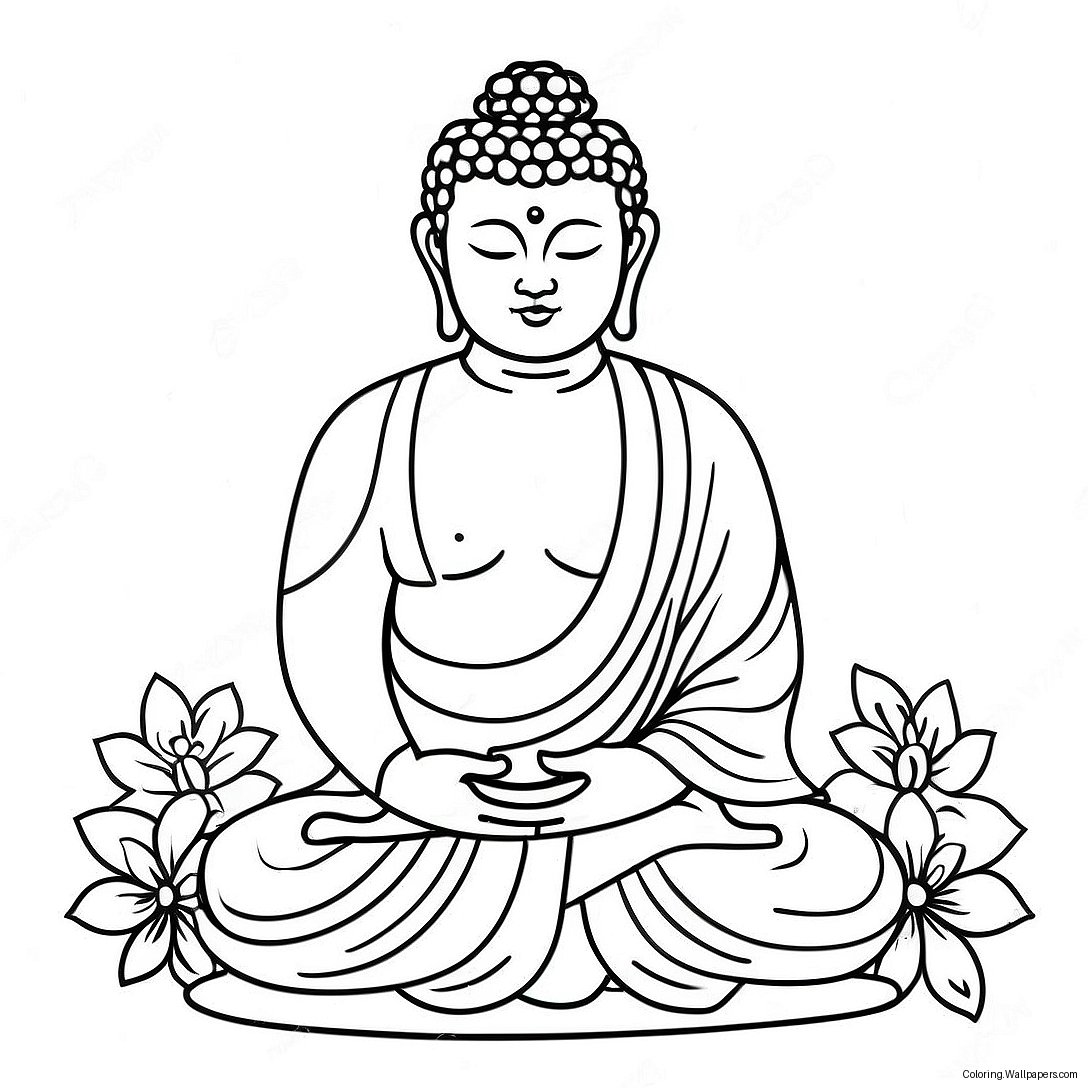 Fredfyldt Buddha Farvelægningsside 5127