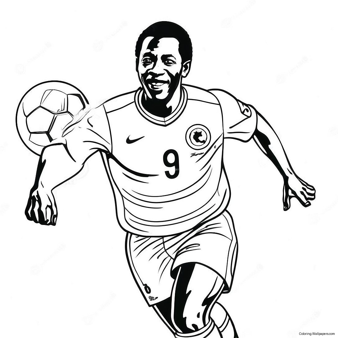 Pele Fotbollslegend Färgläggningssida 24988