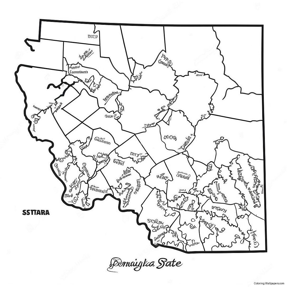 Pennsylvania Delstatens Kontur Färgläggningssida 55029