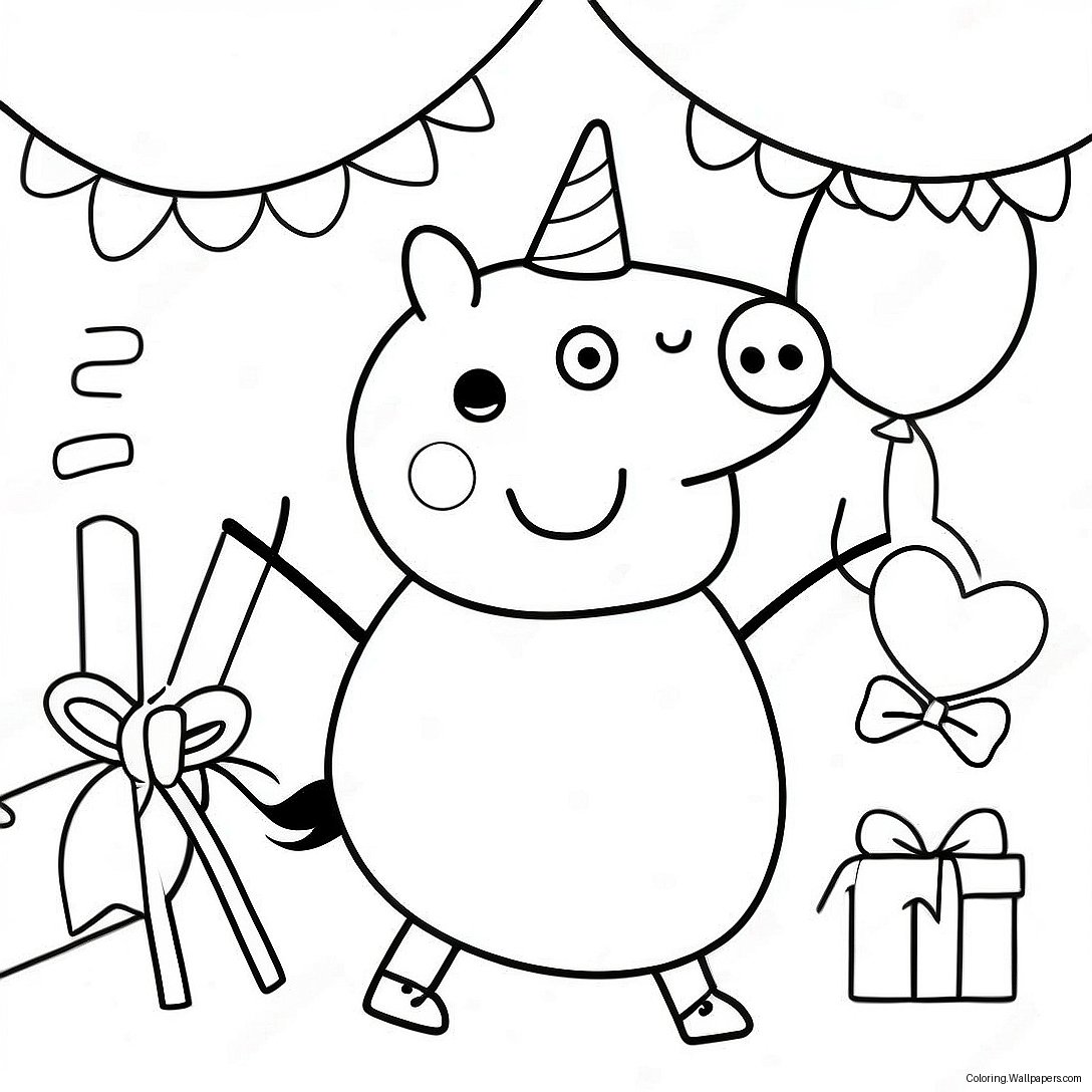 หน้าระบายสีการเฉลิมฉลองวันเกิดของ Peppa Pig 46517