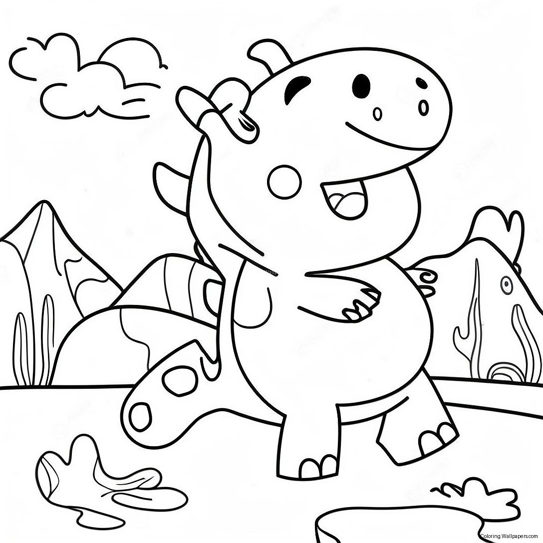 Página Para Colorir Da Aventura Do Dinossauro Da Peppa Pig 56136