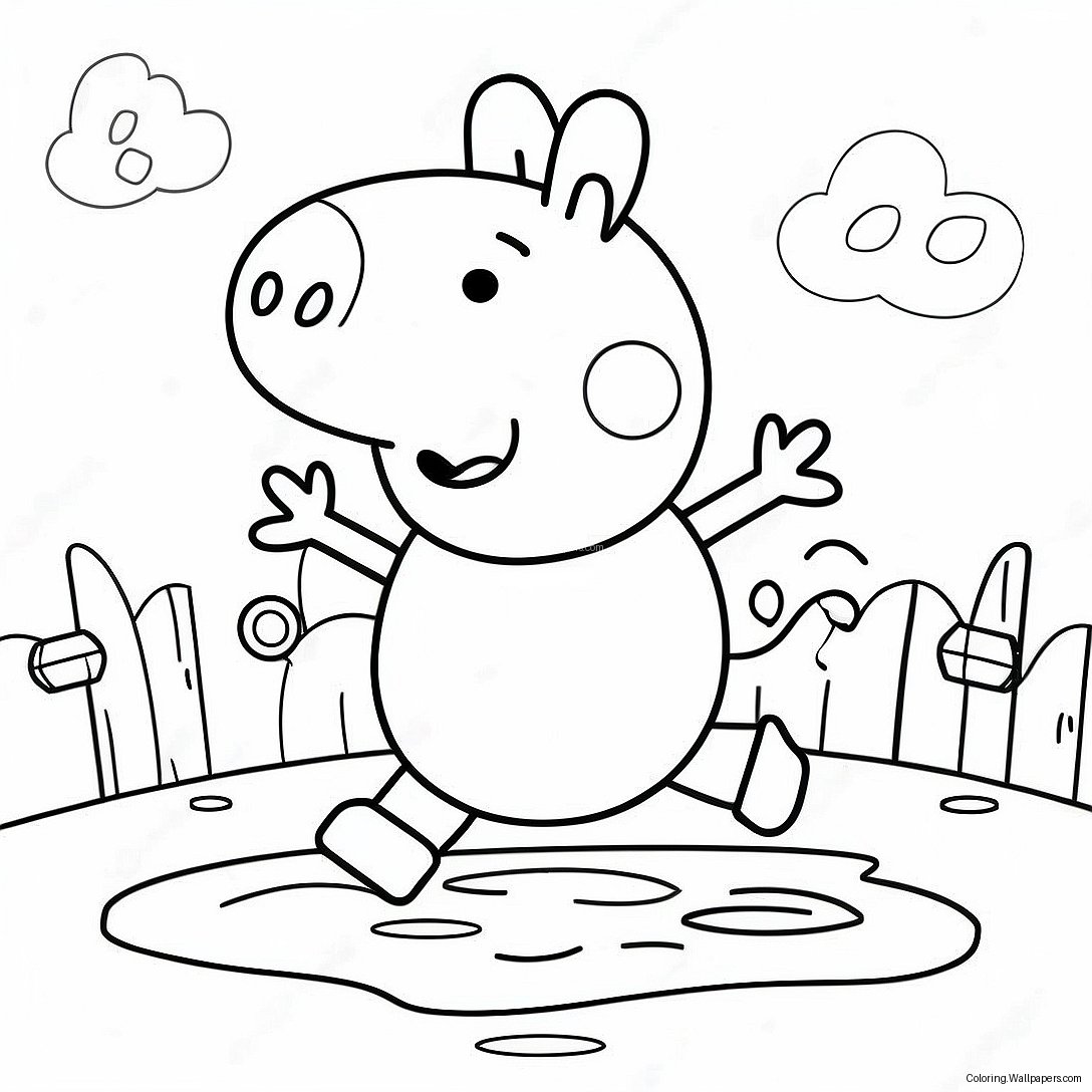 Peppa Pig Springen In Modderige Plassen Kleurplaat 37593