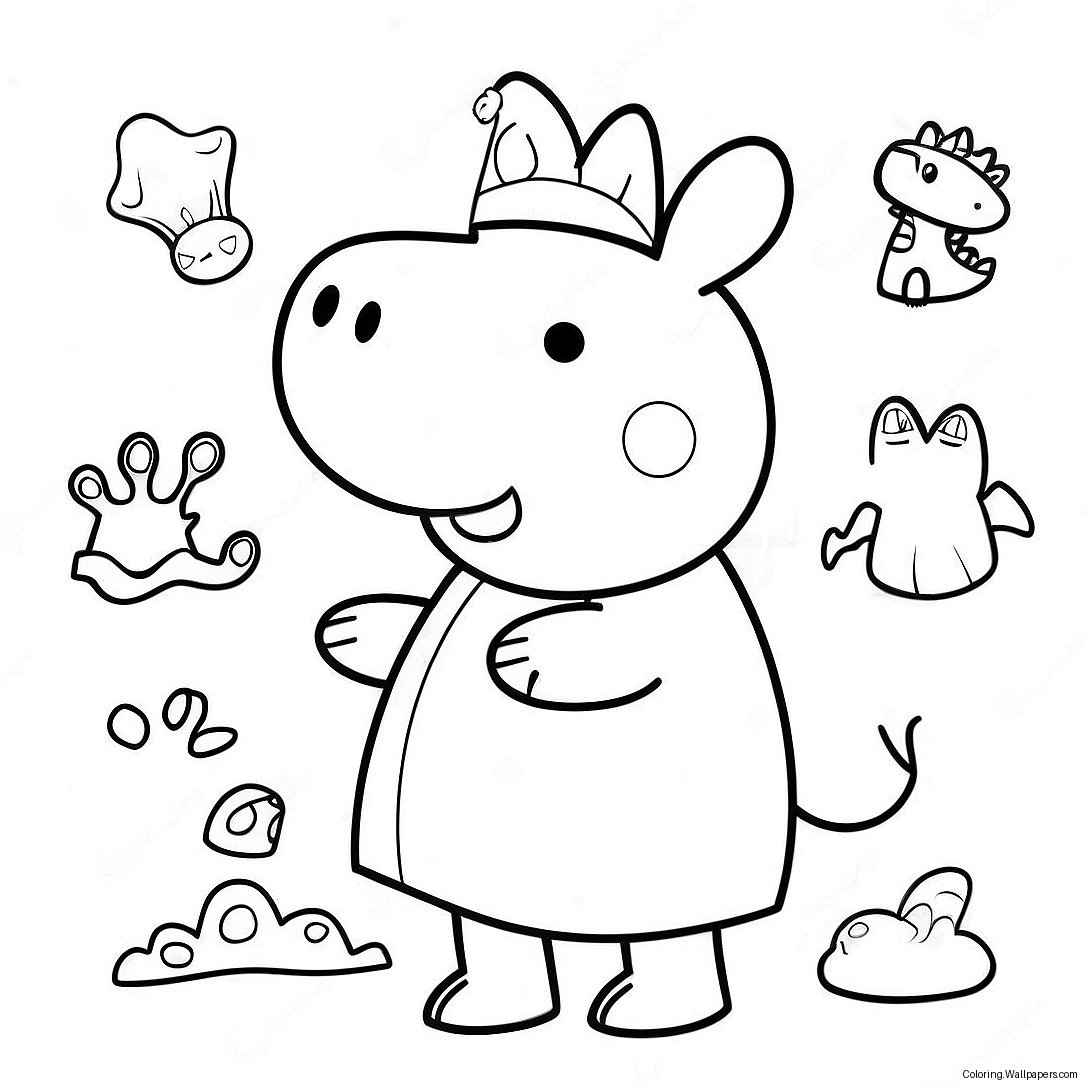 Página Para Colorir Da Peppa Pig Com Dinossauros Coloridos 56142