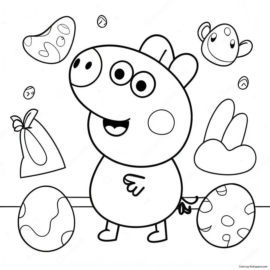 หน้าระบายสี Peppa Pig กับไข่วันอีสเตอร์หลากสี 43481