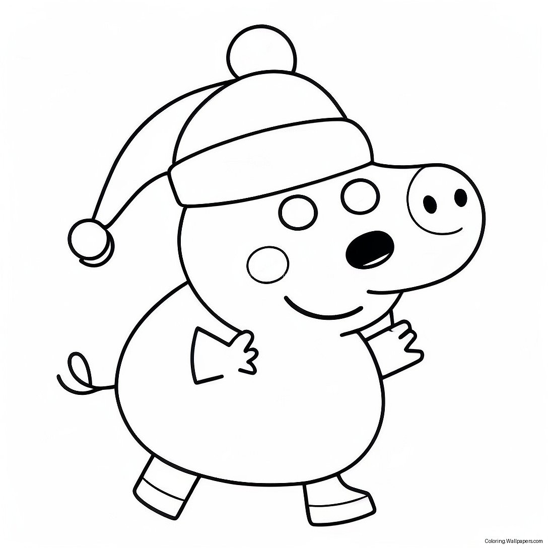 Peppa Pig With Santa Hat Coloring Page 6206