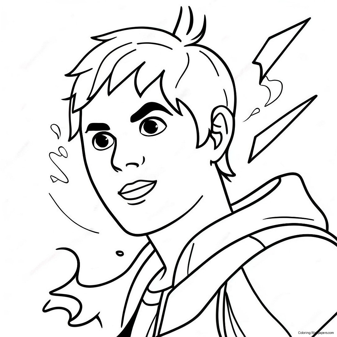 Percy Jackson With Lightning Bolt Coloring Page 4379