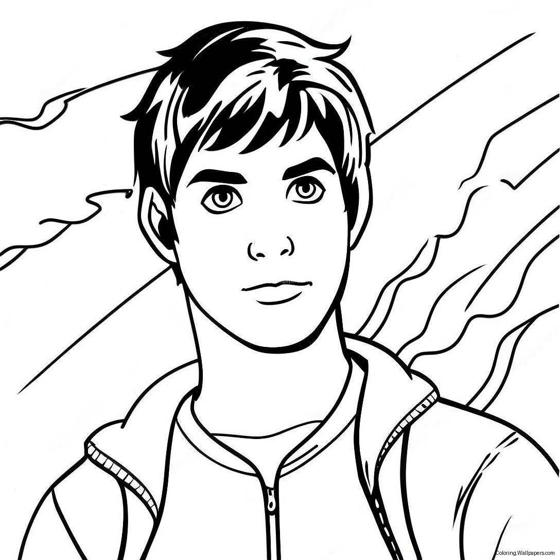 Percy Jackson With Lightning Bolt Coloring Page 4380