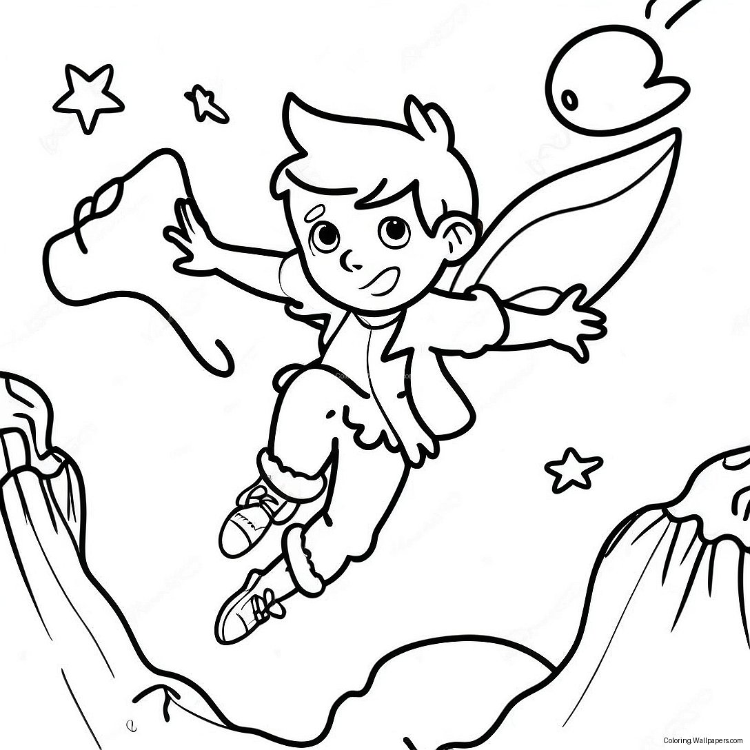 Peter Pan Flying Over Neverland Coloring Page 53354