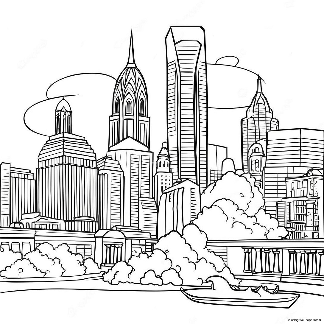 Philadelphia Skyline Coloring Page 52093