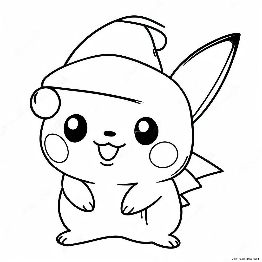 Pikachu Mit Weihnachtsmannmütze Ausmalbild 16538