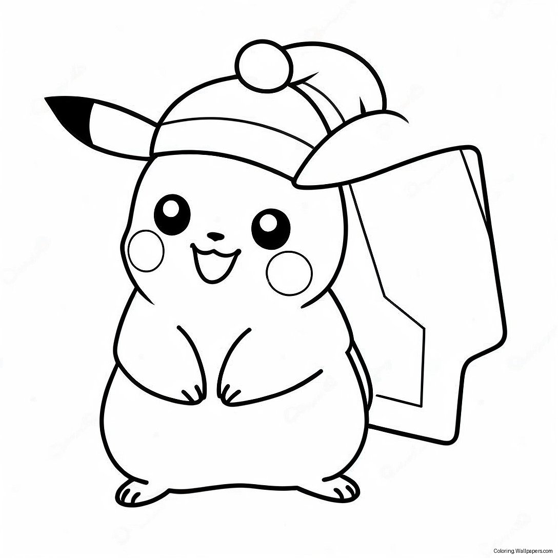 Pikachu Mit Weihnachtsmannmütze Ausmalbild 16540