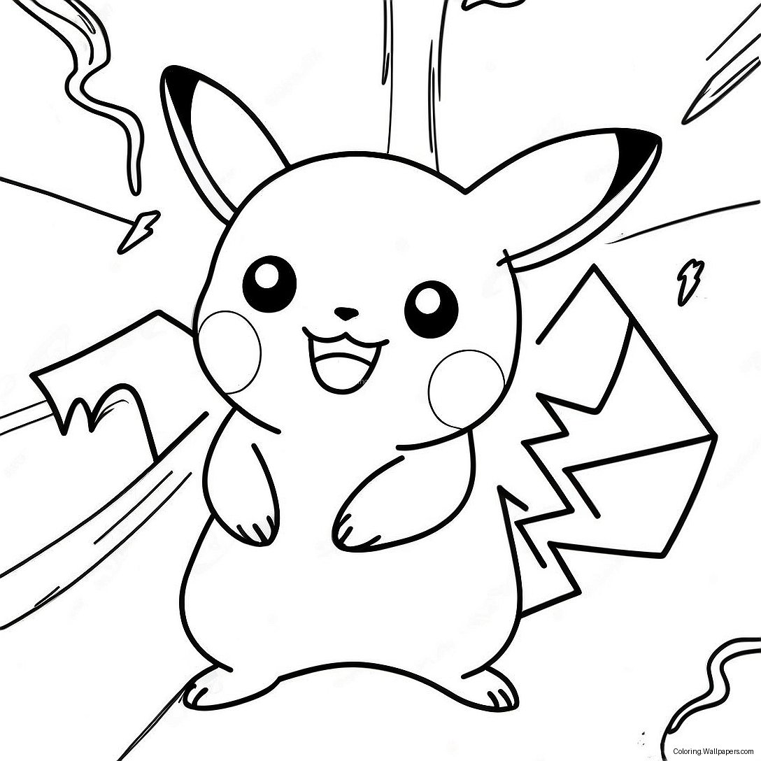 Pikachu Med Blixtar Färgläggningssida 22517