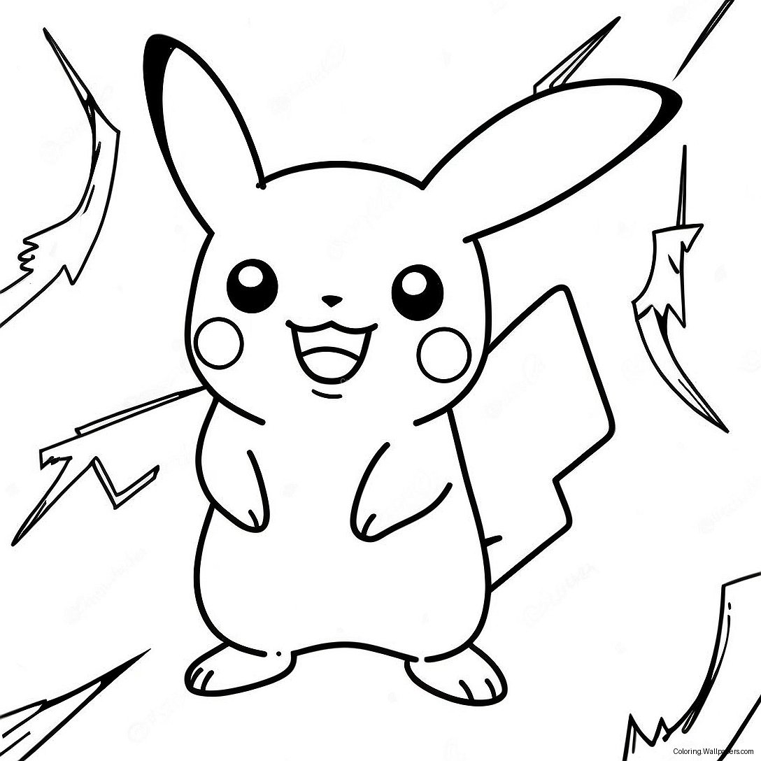 Pikachu With Lightning Bolts Coloring Page 22520