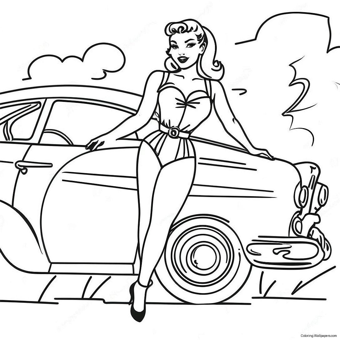 Pin Up Girls Coloring Page 39493