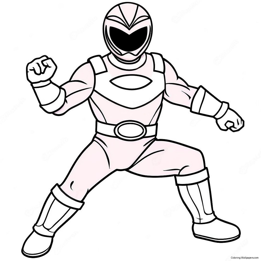 Página Para Colorir Da Pose De Ação Do Power Ranger Rosa 45221