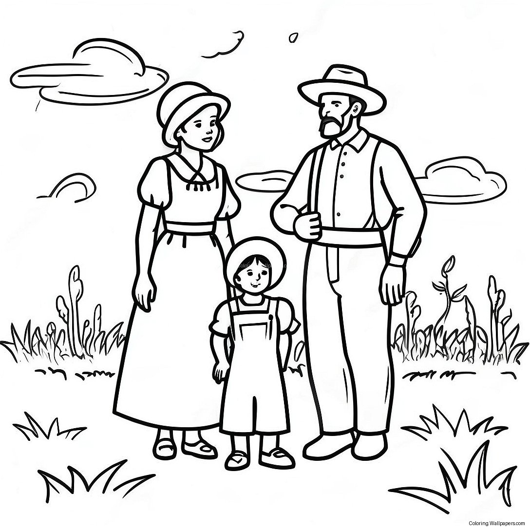 Pioneer Family In The Prairie Coloring Page 20079