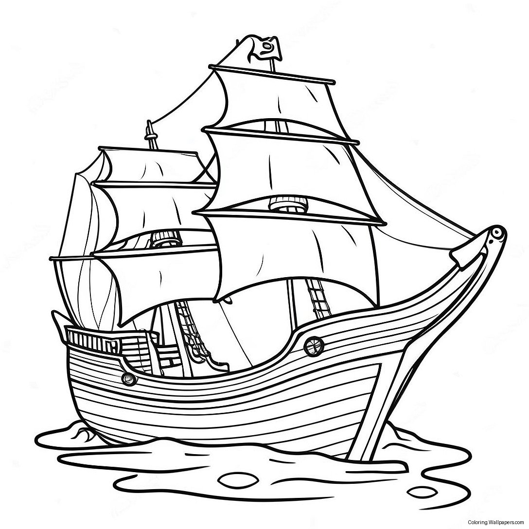 Pirate Ship Adventure Coloring Page 4583