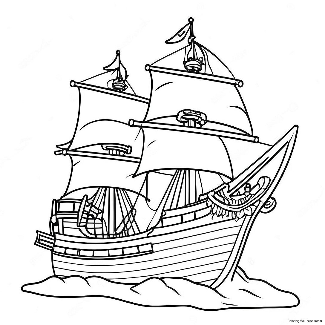 Pirate Ship Buccaneers Coloring Page 15239