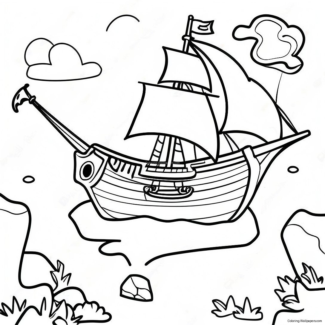 Pirate Treasure Map Coloring Page 11510