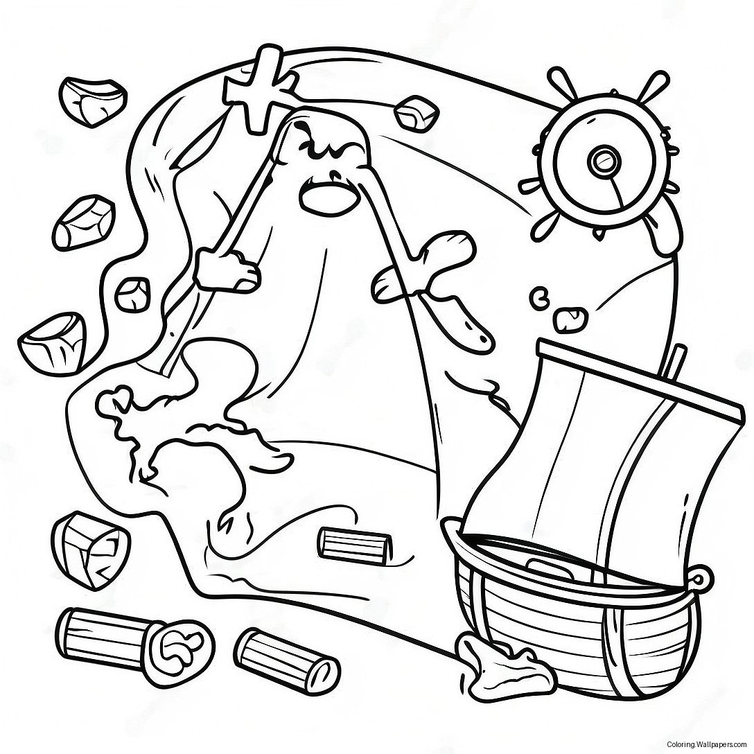 Pirate Treasure Map Coloring Page 11511