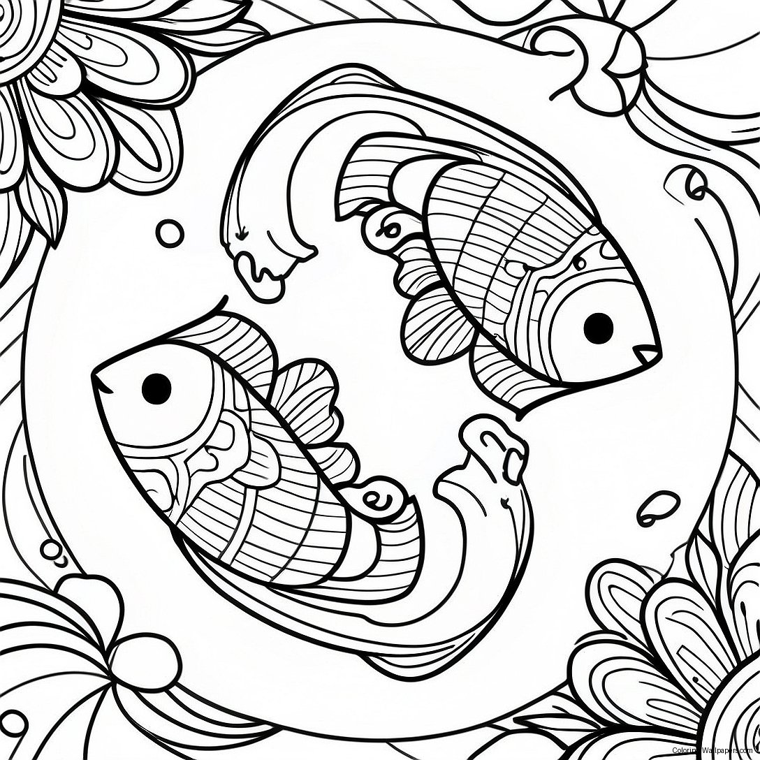 Pisces Zodiac Sign Coloring Page 17874