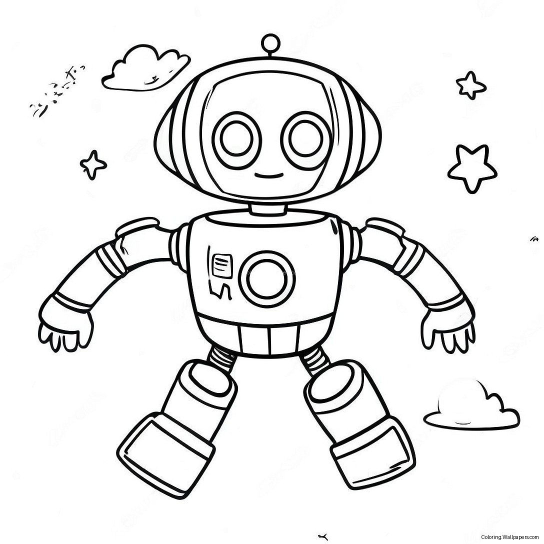 Page À Colorier Pj Robot Volant Dans L'espace 47325