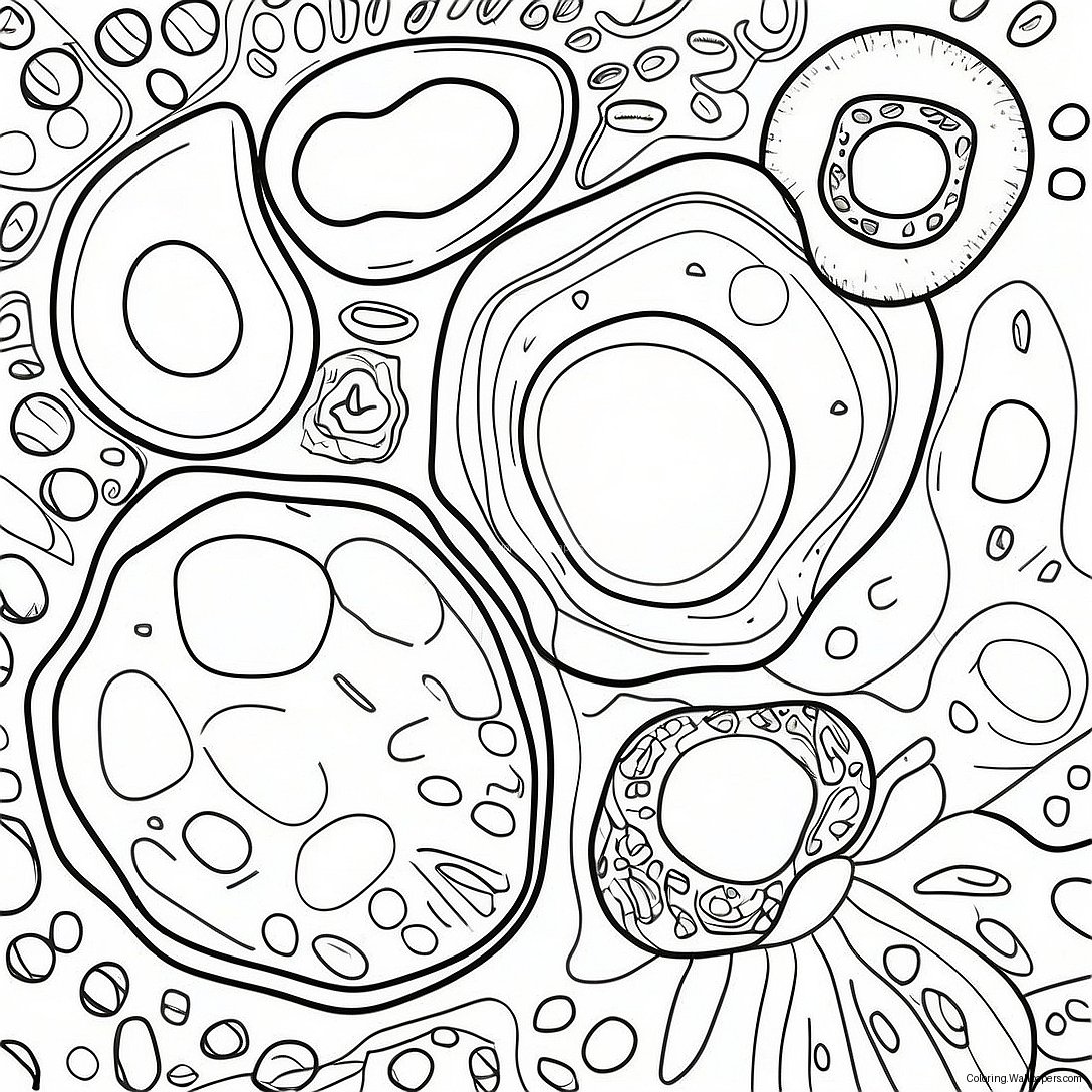 Plantencel Met Kleurrijke Organellen Kleurplaat 31784