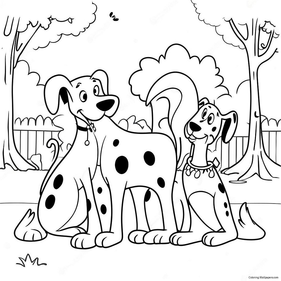 Playful 101 Dalmatians In A Park Coloring Page 49771