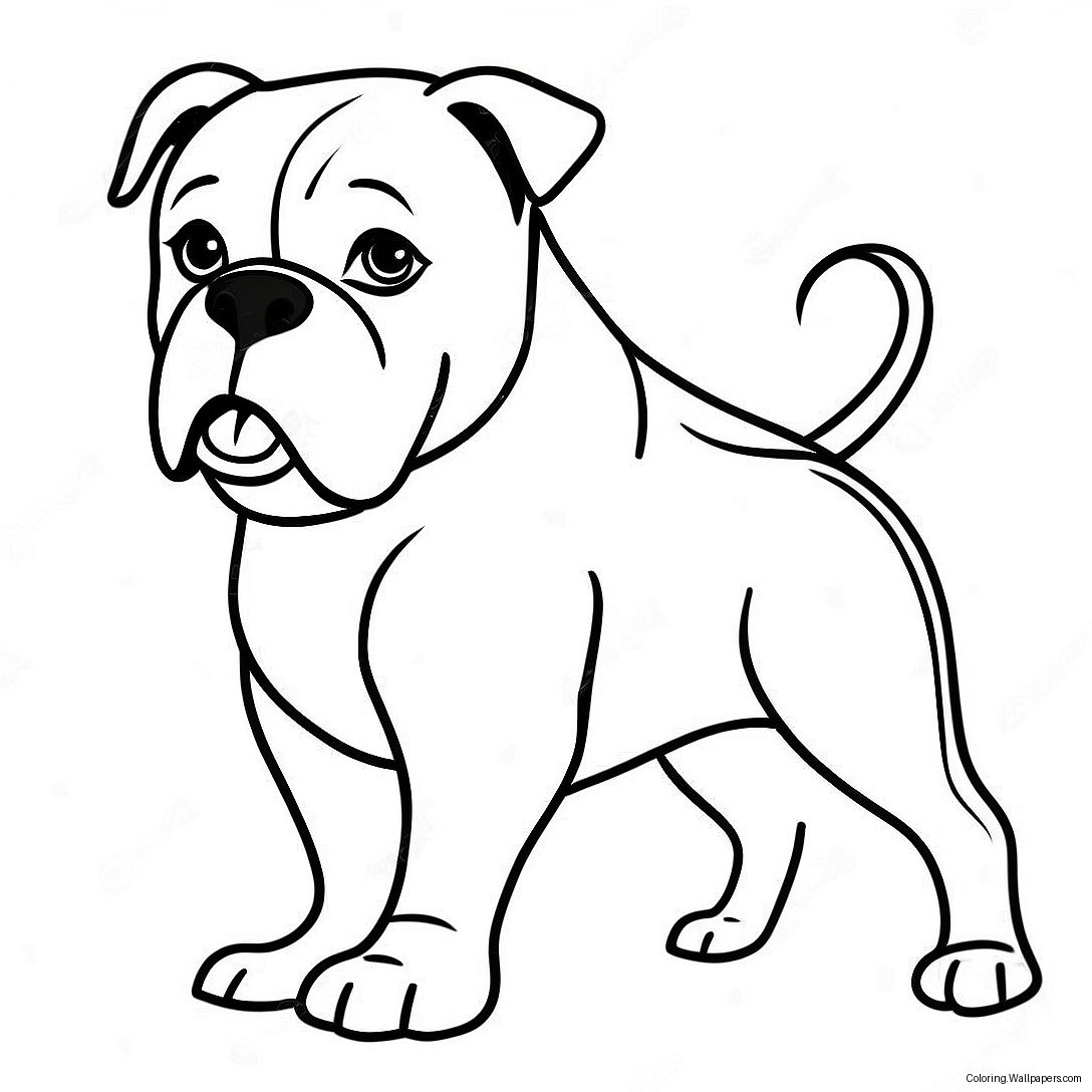 Playful American Bulldog Coloring Page 48744