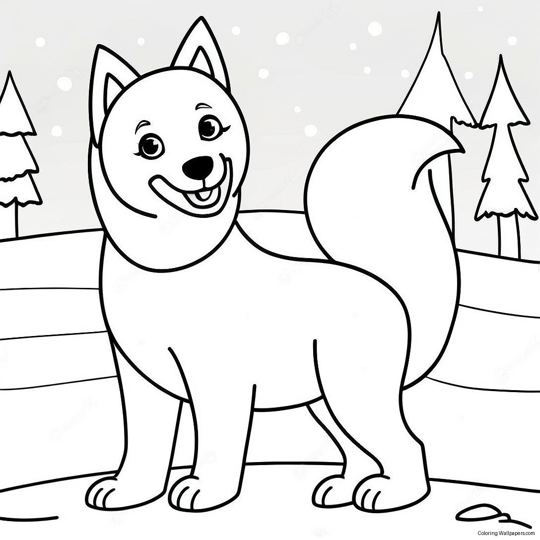 Playful Arctic Husky Coloring Page 29721