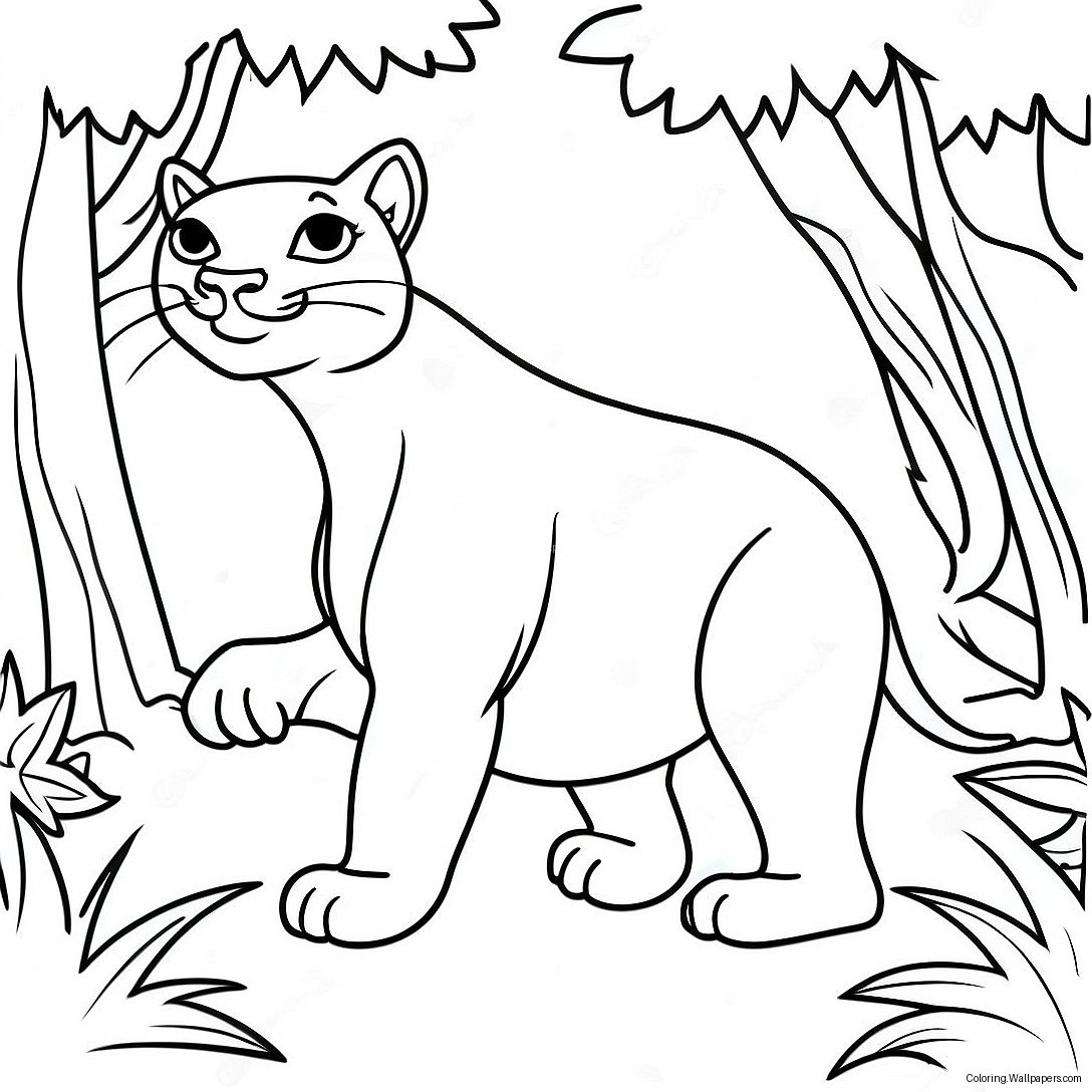 Playful Bagheera In The Jungle Coloring Page 58639