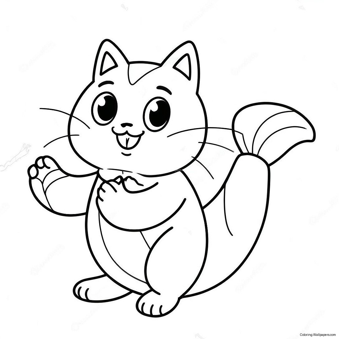 Playful Banana Cat Coloring Page 21600