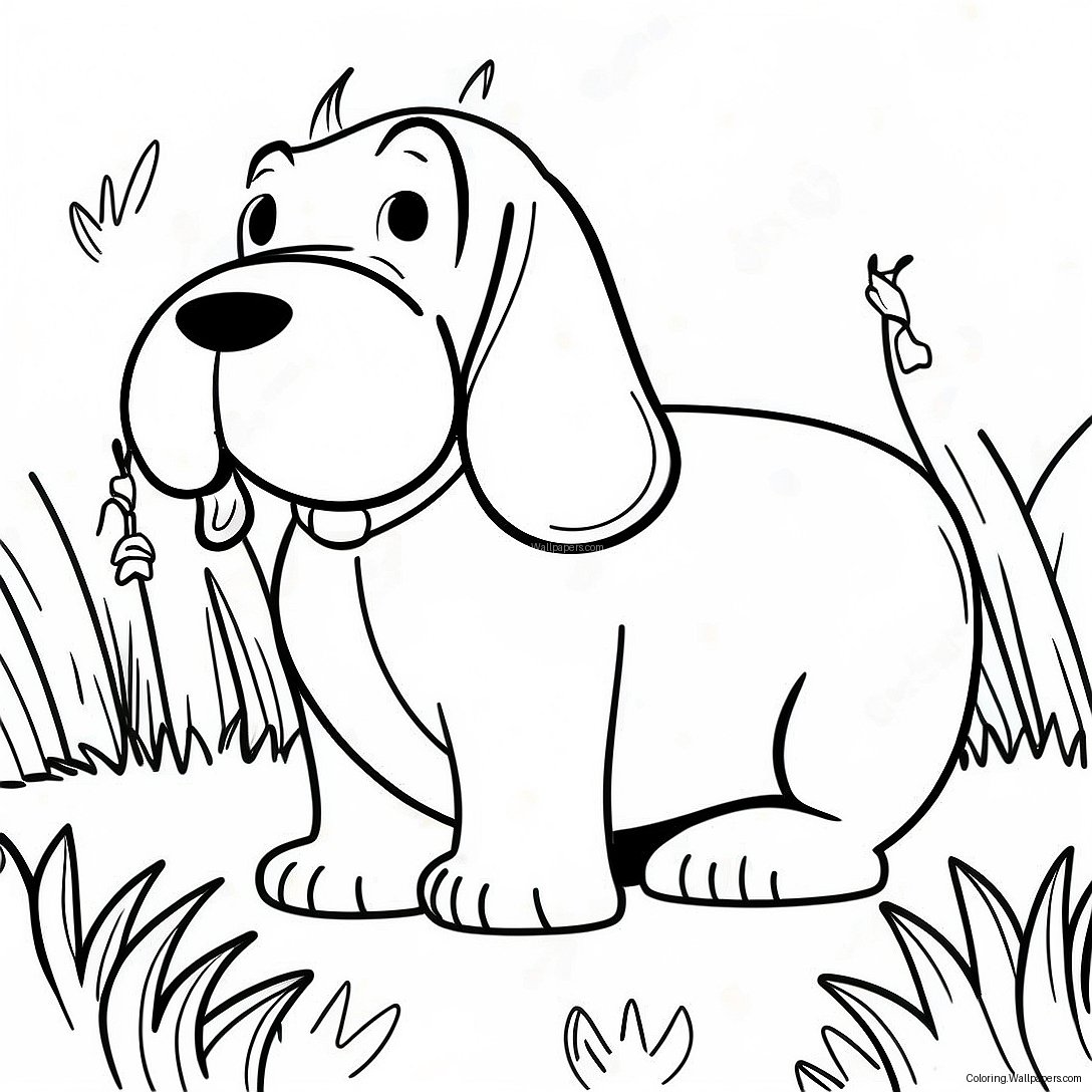 Playful Basset Hound In Grass Coloring Page 21683