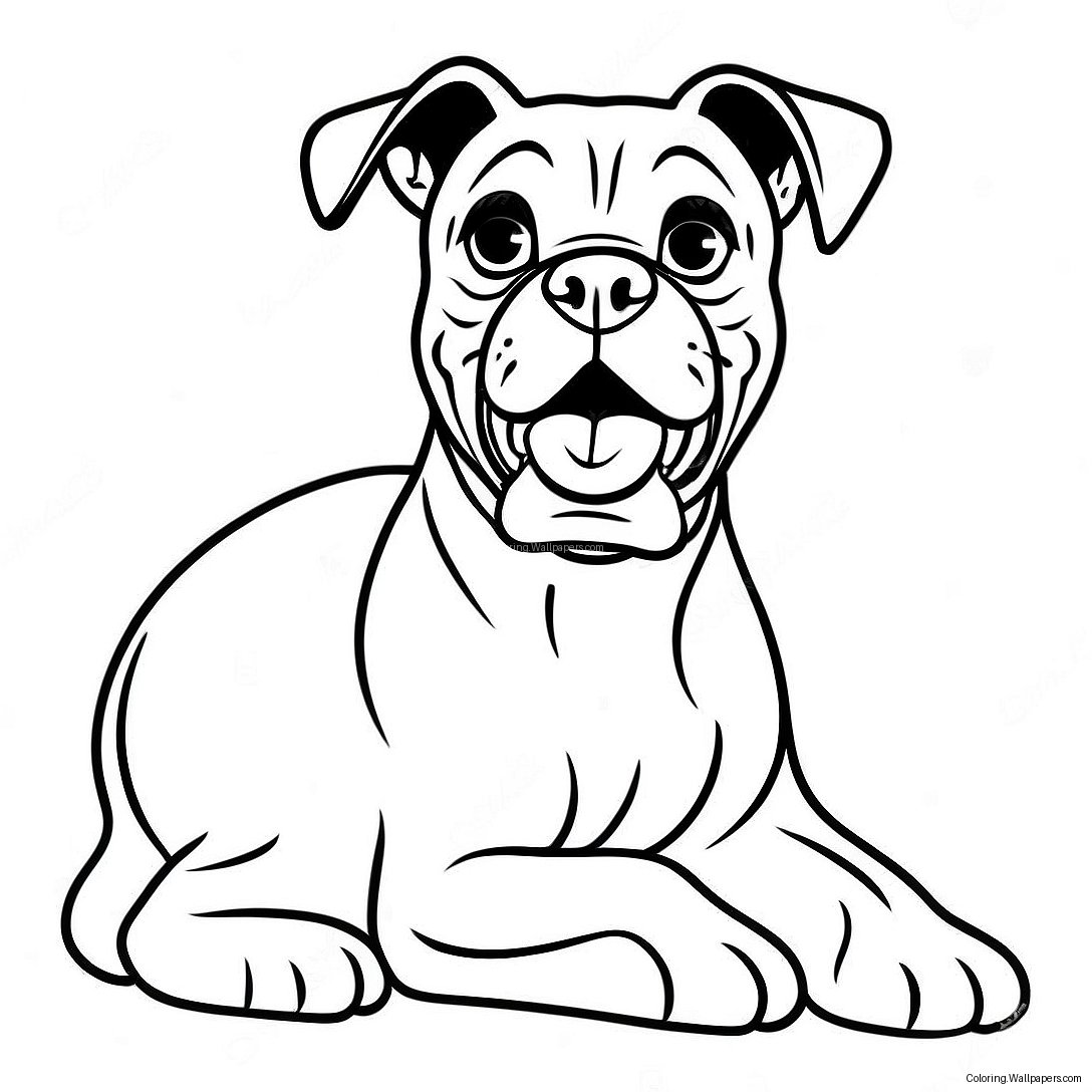 Playful Boxer Dog Coloring Page 7851